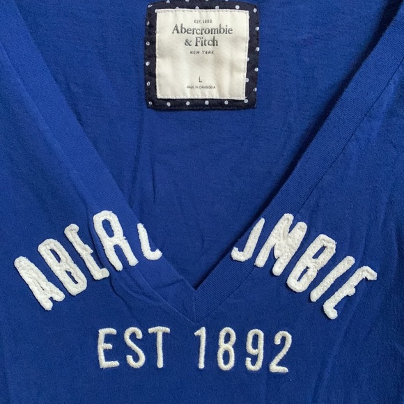 Abercrombie & Fitch Blue V-neck Long Sleeve Shirt - Picture 2 of 2